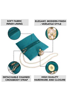 teal green embellished clutch bag ethnic purse for women & girls 2