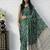 Green Color Mirror Work Satin Saree