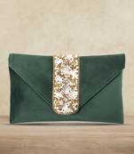 indian  gift for women evening bag clutch ethnic bride purse with drawstring green