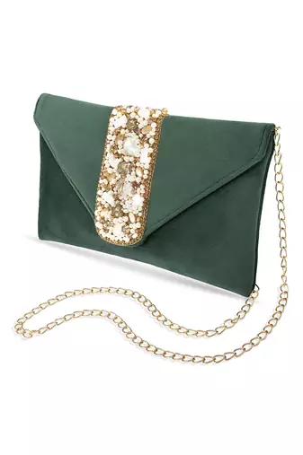 indian  gift for women evening bag clutch ethnic bride purse with drawstring green