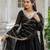 Black faux georgette readymade anarkali suit with embroidery & sequin  work