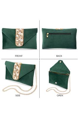 indian  gift for women evening bag clutch ethnic bride purse with drawstring green 4