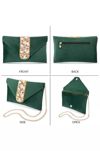 indian  gift for women evening bag clutch ethnic bride purse with drawstring green