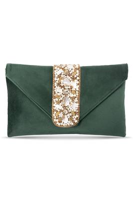 indian  gift for women evening bag clutch ethnic bride purse with drawstring green 5