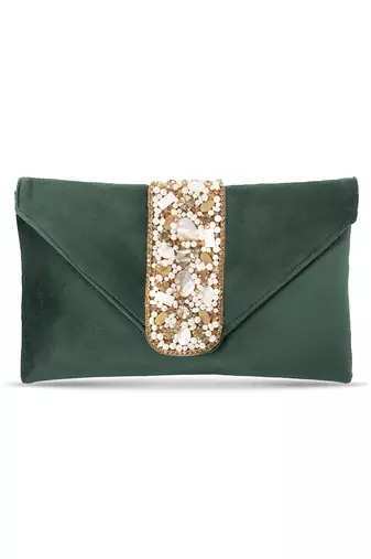indian  gift for women evening bag clutch ethnic bride purse with drawstring green