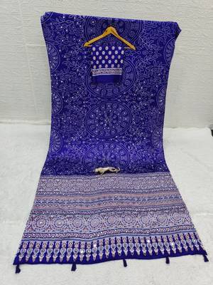 Purple Color Mirror Work Satin Saree 5