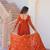 Orange silk readymade anarkali suit with embroidery & zari sequin  work