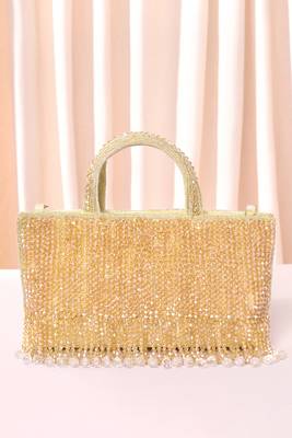 cream beads clutch purse for women girls fancy handmade ethnic handbag bridal clutch 1