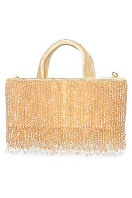 cream beads clutch purse for women girls fancy handmade ethnic handbag bridal clutch 2
