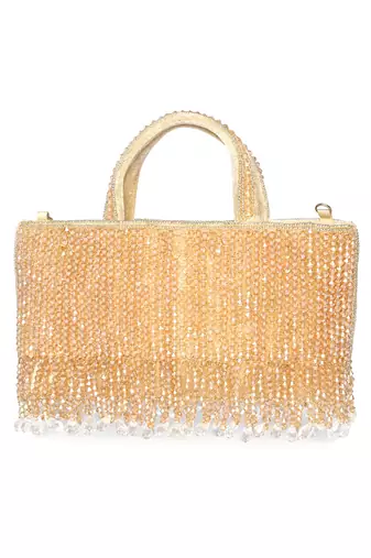 cream beads clutch purse for women girls fancy handmade ethnic handbag bridal clutch