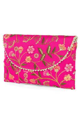 rani pink ethnic embroidered clutch bag for women 3