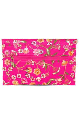rani pink ethnic embroidered clutch bag for women 4