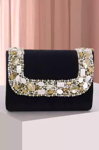 black clutch embellished stylish handcrafted evening purse perfect for women
