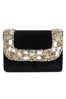 black clutch embellished stylish handcrafted evening purse perfect for women 2