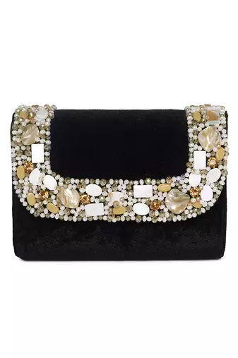 black clutch embellished stylish handcrafted evening purse perfect for women