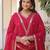 Red faux georgette readymade anarkali suit with embroidery & sequin  work