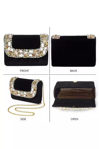 black clutch embellished stylish handcrafted evening purse perfect for women