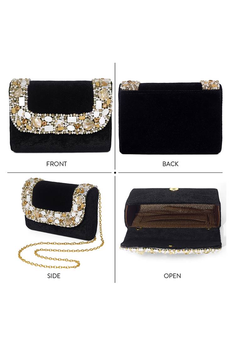 black clutch embellished stylish handcrafted evening purse perfect for women