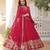Red faux georgette readymade anarkali suit with embroidery & sequin  work