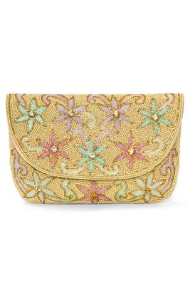 cream floral clutch bag ethnic purse for women & girls 2