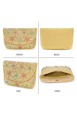 cream floral clutch bag ethnic purse for women & girls 4