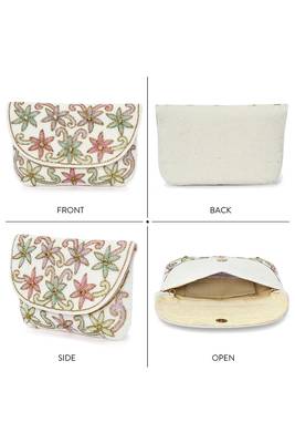 white floral clutch bag ethnic purse for women & girls 3