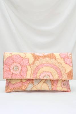 pink floral clutch bag ethnic purse for women & girls 1