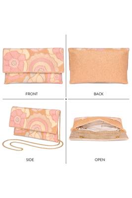 pink floral clutch bag ethnic purse for women & girls 3