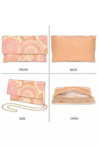pink floral clutch bag ethnic purse for women & girls