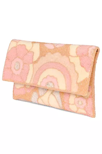 pink floral clutch bag ethnic purse for women & girls