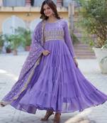 Lavender georgette readymade anarkali suit with embroidery & sequin  work