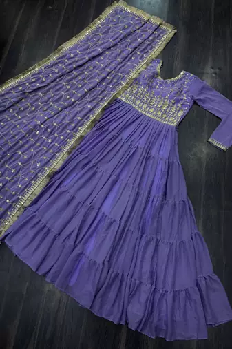 Lavender georgette readymade anarkali suit with embroidery & sequin  work