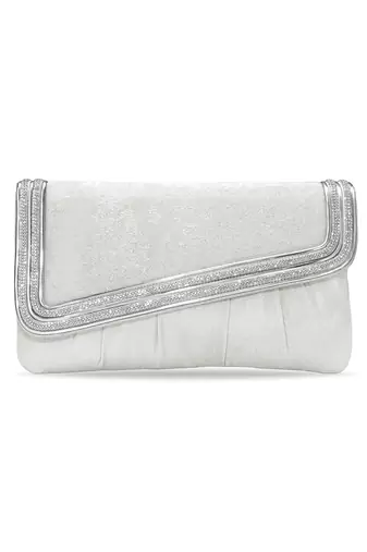 silver trendy clutch bag ethnic evening purse for women & girls