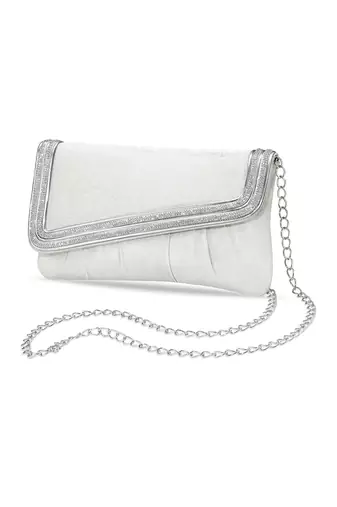 silver trendy clutch bag ethnic evening purse for women & girls