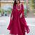 Red faux georgette readymade anarkali suit with embroidery & sequin  work