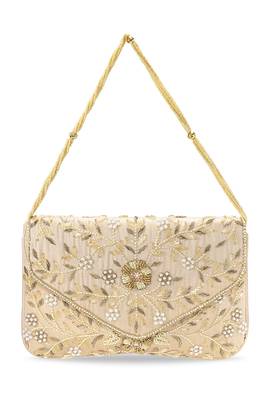 beige embellished clutch bag ethnic purse for women & girls 2