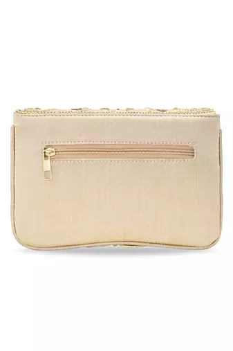 beige embellished clutch bag ethnic purse for women & girls