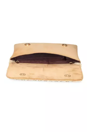 pearl embellished clutch bag for women gold beaded strap wedding festive evening purse