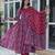 Red cotton readymade anarkali suit with floral printed work
