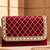 maroon quilted pearl embellished clutch bag for women wedding festive evening purse