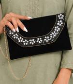black velvet sequin beaded clutch bag for women embellished wedding festive evening purse