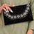 black velvet sequin beaded clutch bag for women embellished wedding festive evening purse