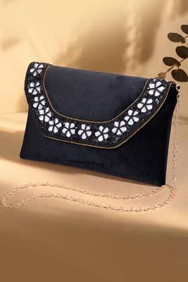 black velvet sequin beaded clutch bag for women embellished wedding festive evening purse 2