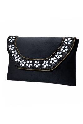 black velvet sequin beaded clutch bag for women embellished wedding festive evening purse 3