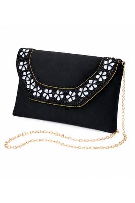 black velvet sequin beaded clutch bag for women embellished wedding festive evening purse 4