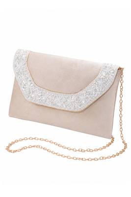 cream velvet sequin beaded clutch bag for women embellished wedding festive evening purse 3