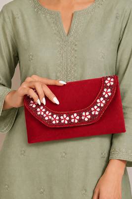 maroon velvet sequin beaded clutch bag for women embellished wedding festive evening purse 1