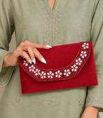maroon velvet sequin beaded clutch bag for women embellished wedding festive evening purse