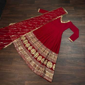 Maroon faux georgette readymade anarkali suit with embroidery & sequin  work 5