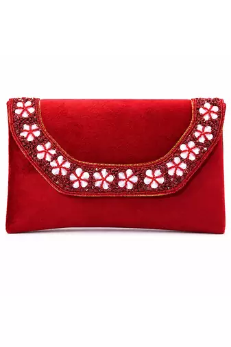 maroon velvet sequin beaded clutch bag for women embellished wedding festive evening purse